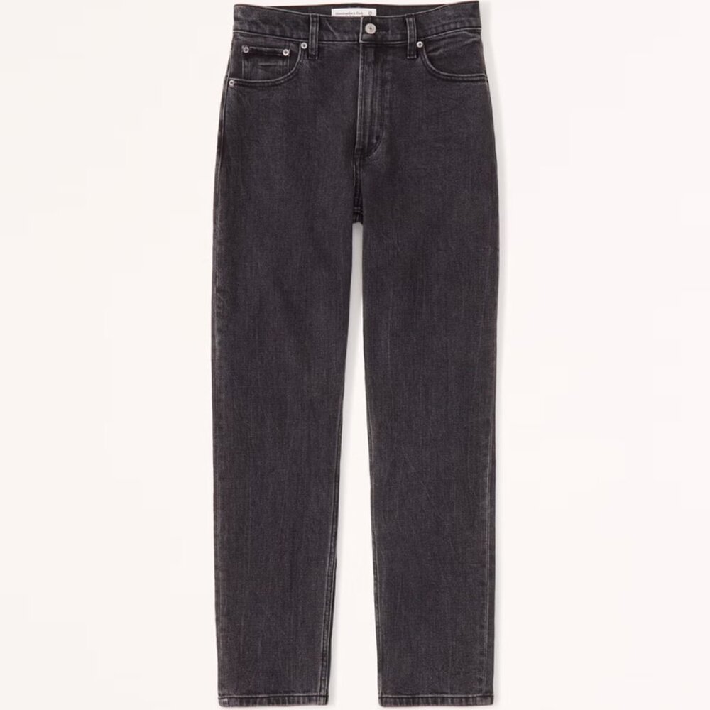 Set of Two Abercrombie & Fitch The Mom High Rise Jeans in 26/2S black/grey
